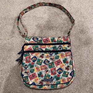 Vera Bradley Triple Zip Hipster Crossbody Bag Retired 2017 Cuban Stamps Print